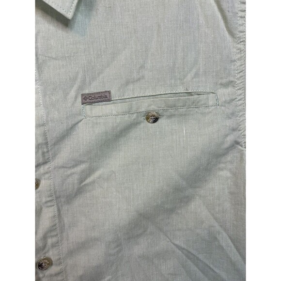 Columbia Sportswear Button Up Shirt Short Sleeve Mens Adult Large Yellow / Green - Picture 5 of 6